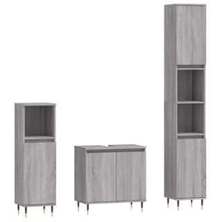 vidaXL 3 Piece Bathroom Cabinet Set Grey Sonoma Engineered Wood - Giant Lobelia