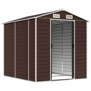 vidaXL Garden Shed Brown 191x215x198 cm Galvanised Steel - Giant Lobelia