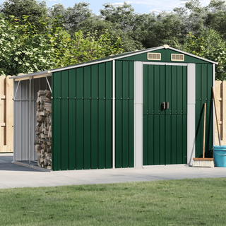 vidaXL Garden Shed Green 277x192.5x179 cm Galvanised Steel - Giant Lobelia