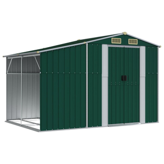 vidaXL Garden Shed Green 277x192.5x179 cm Galvanised Steel - Giant Lobelia