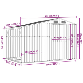 vidaXL Garden Shed Green 277x192.5x179 cm Galvanised Steel - Giant Lobelia