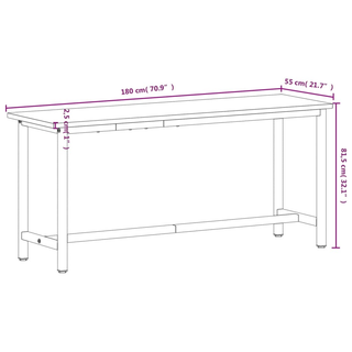 Workbench 180x55x81.5 cm Solid Wood Beech and Metal - Giant Lobelia