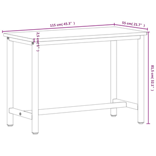 Workbench 115x55x81.5 cm Solid Wood Beech and Metal - Giant Lobelia