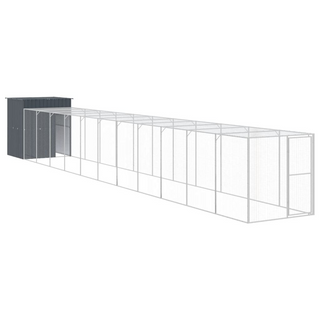 Chicken Cage with Run Anthracite 165x1271x181 cm Galvanised Steel - Giant Lobelia