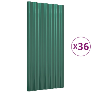 vidaXL Roof Panels 36 pcs Powder-coated Steel Green 80x36 cm - Giant Lobelia