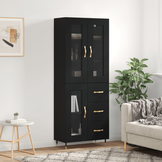 vidaXL Highboard Black 69.5x34x180 cm Engineered Wood - Giant Lobelia