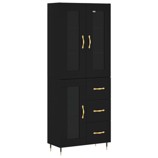 vidaXL Highboard Black 69.5x34x180 cm Engineered Wood - Giant Lobelia