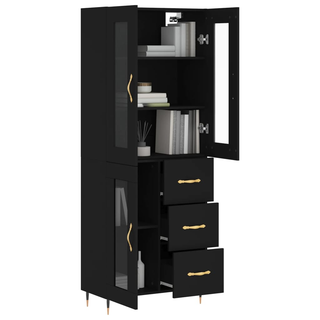 vidaXL Highboard Black 69.5x34x180 cm Engineered Wood - Giant Lobelia