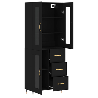 vidaXL Highboard Black 69.5x34x180 cm Engineered Wood - Giant Lobelia