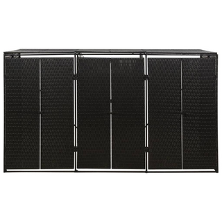 Triple Wheelie Bin Shed Black 207x80x117 cm Poly Rattan - Giant Lobelia