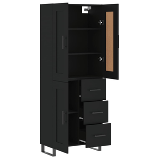 vidaXL Highboard Black 69.5x34x180 cm Engineered Wood - Giant Lobelia