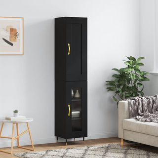 vidaXL Highboard Black 34.5x34x180 cm Engineered Wood - Giant Lobelia