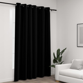 vidaXL Linen-Look Blackout Curtains with Grommets Black 290x245cm - Giant Lobelia