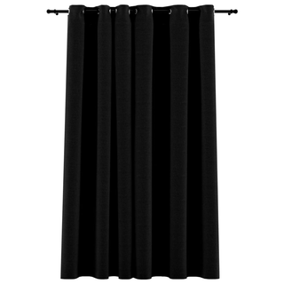 vidaXL Linen-Look Blackout Curtains with Grommets Black 290x245cm - Giant Lobelia