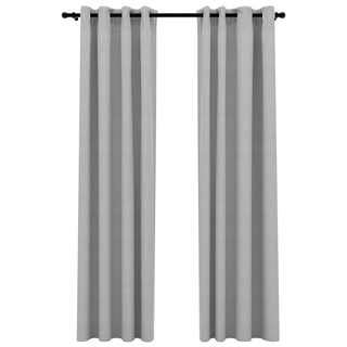 vidaXL Linen-Look Blackout Curtains with Grommets 2pcs Grey 140x245cm - Giant Lobelia