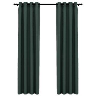 vidaXL Linen-Look Blackout Curtains with Grommets 2pcs Green 140x225cm - Giant Lobelia