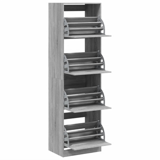 vidaXL Shoe Cabinet with 4 Flip-Drawers Grey Sonoma 60x42x204 cm - Giant Lobelia