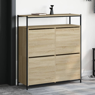 vidaXL Shoe Cabinet with 4 Flip-Drawers Sonoma Oak 100x34x112 cm - Giant Lobelia