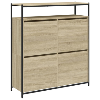 vidaXL Shoe Cabinet with 4 Flip-Drawers Sonoma Oak 100x34x112 cm - Giant Lobelia