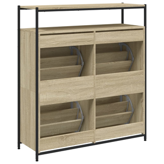 vidaXL Shoe Cabinet with 4 Flip-Drawers Sonoma Oak 100x34x112 cm - Giant Lobelia