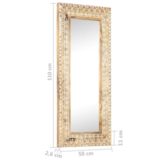 vidaXL Hand-Carved Mirror 110x50x2.6 cm Solid Mango Wood - Giant Lobelia