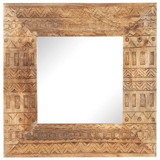 vidaXL Hand-Carved Mirror 50x50x2.5 cm Solid Mango Wood - Giant Lobelia