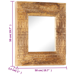 vidaXL Hand-Carved Mirror 50x50x2.5 cm Solid Mango Wood - Giant Lobelia