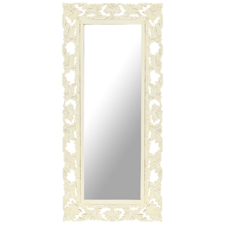 vidaXL Hand Carved Mirror White 110x50 cm Solid Mango Wood - Giant Lobelia