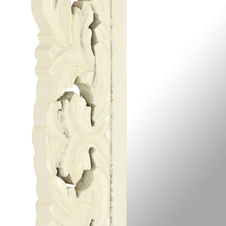 vidaXL Hand Carved Mirror White 110x50 cm Solid Mango Wood - Giant Lobelia