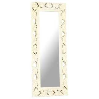 vidaXL Hand Carved Mirror White 110x50 cm Solid Mango Wood - Giant Lobelia