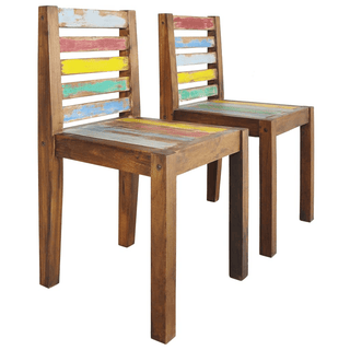 Dining Chairs - Handmade Solid Reclaimed Wood - Antique Flavour - Giant Lobelia