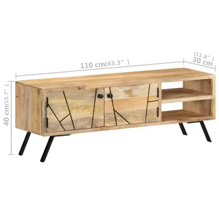 vidaXL TV Cabinet 110x30x40 cm Solid Mango Wood - Giant Lobelia