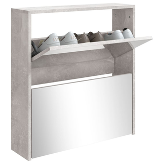 vidaXL Shoe Cabinet with Mirror 2-Layer Concrete Grey 63x17x67 cm - Giant Lobelia