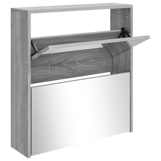 vidaXL Shoe Cabinet with Mirror 2-Layer Grey Sonoma 63x17x67 cm - Giant Lobelia