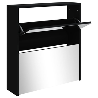 vidaXL Shoe Cabinet with Mirror 2-Layer Black 63x17x67 cm - Giant Lobelia