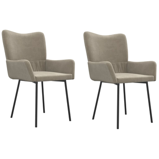 vidaXL Dining Chairs 2 pcs Light Grey Velvet - Giant Lobelia