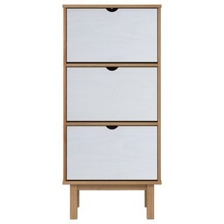 vidaXL Shoe Cabinet OTTA with 3 Drawers Brown&White Solid Wood Pine - Giant Lobelia