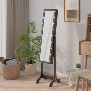 vidaXL Free-Standing Mirror with LED Black 34x37x146 cm - Giant Lobelia