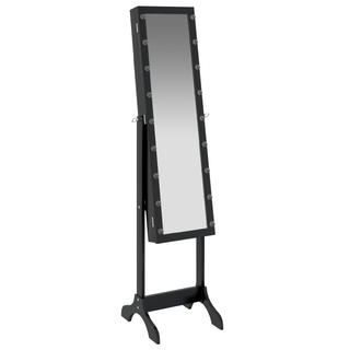 vidaXL Free-Standing Mirror with LED Black 34x37x146 cm - Giant Lobelia