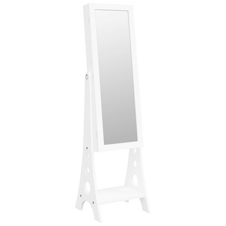 Mirror Jewellery Cabinet with LED Lights Free Standing White - Giant Lobelia