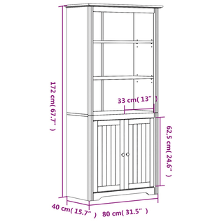 Bookcase BODO Grey - French Design, Ample Storage Space - Giant Lobelia