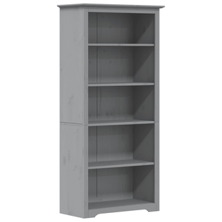 Bookcase BODO Grey - Solid Wood Pine, 5-Tier, 80x38x180 cm - Giant Lobelia