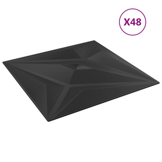 vidaXL Wall Panels 48 pcs Black 50x50 cm XPS 12 m² Star - Giant Lobelia