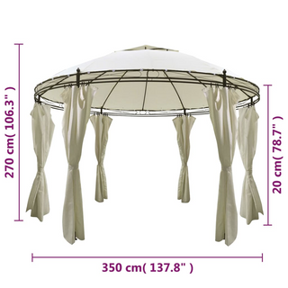 Round Gazebo with Curtains 3.5 x 2.7 m - Giant Lobelia