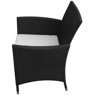 5 Piece Outdoor Dining Set with Cushions Poly Rattan Black - Giant Lobelia