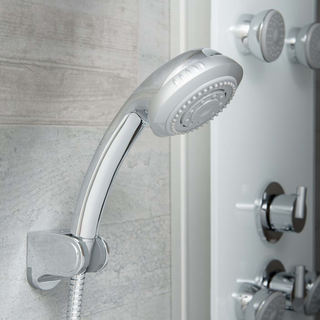 SCHÜTTE Glass Shower Panel with Thermostatic Mixer LANZAROTE White - Giant Lobelia