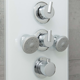 SCHÜTTE Glass Shower Panel with Thermostatic Mixer LANZAROTE White - Giant Lobelia