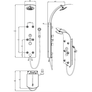 SCHÜTTE Glass Shower Panel with Thermostatic Mixer LANZAROTE White - Giant Lobelia