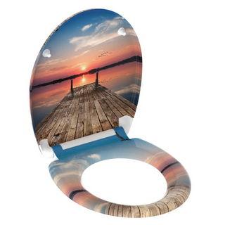 SCHÜTTE Toilet Seat with Soft-Close Quick Release SUNSET SKY - Giant Lobelia