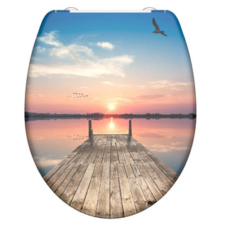 SCHÜTTE Toilet Seat with Soft-Close Quick Release SUNSET SKY - Giant Lobelia